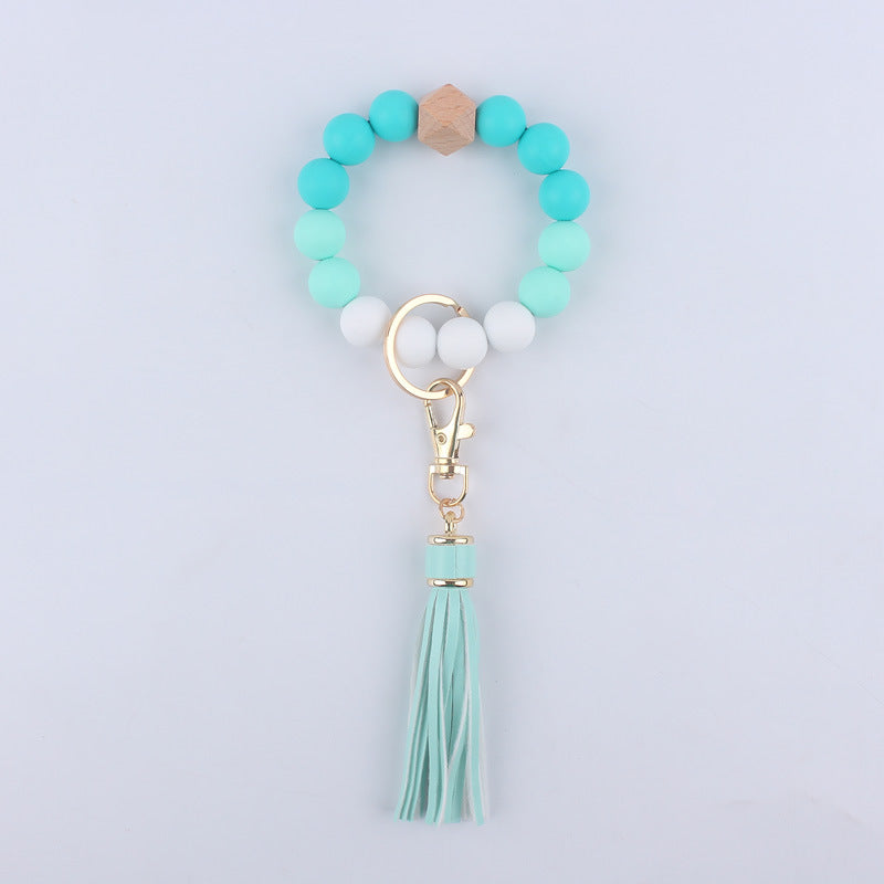Wholesale Silicone Beaded Tassel Wrist Keychain